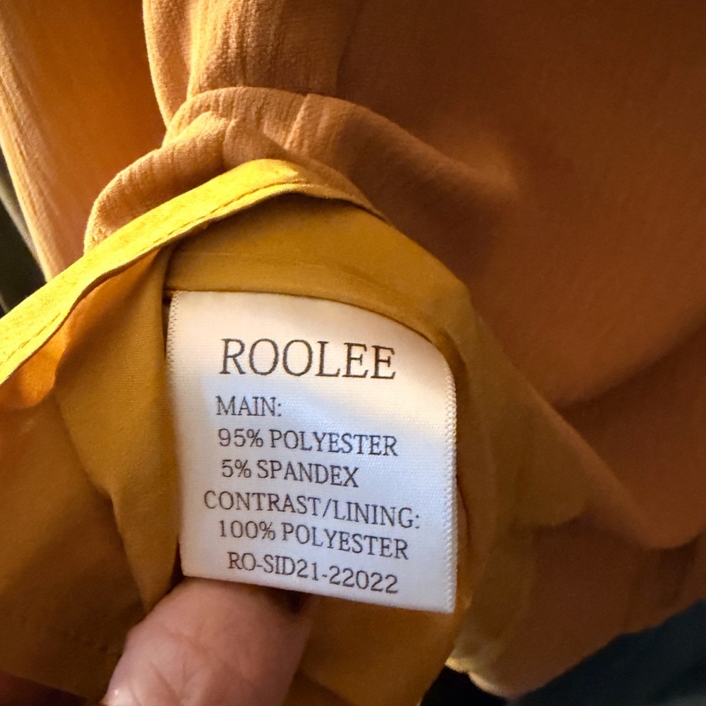 Roolee Mustard Yellow Short Sleeve Dress with Floral Collar - Picture 3 of 6